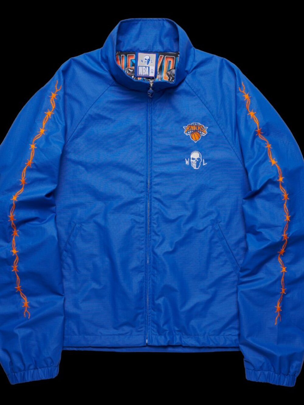 Warren Lotas NY Knicks Barbed Wire Full-Zip Nylon Jacket Blue XL NWT